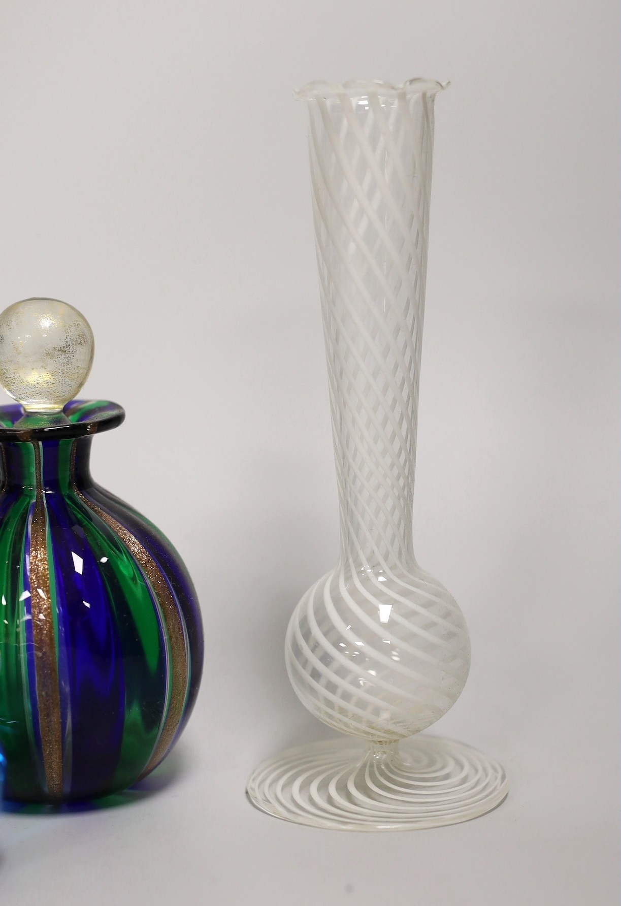 A quantity of Venetian and other glass, including millefiore, tallest 19cm